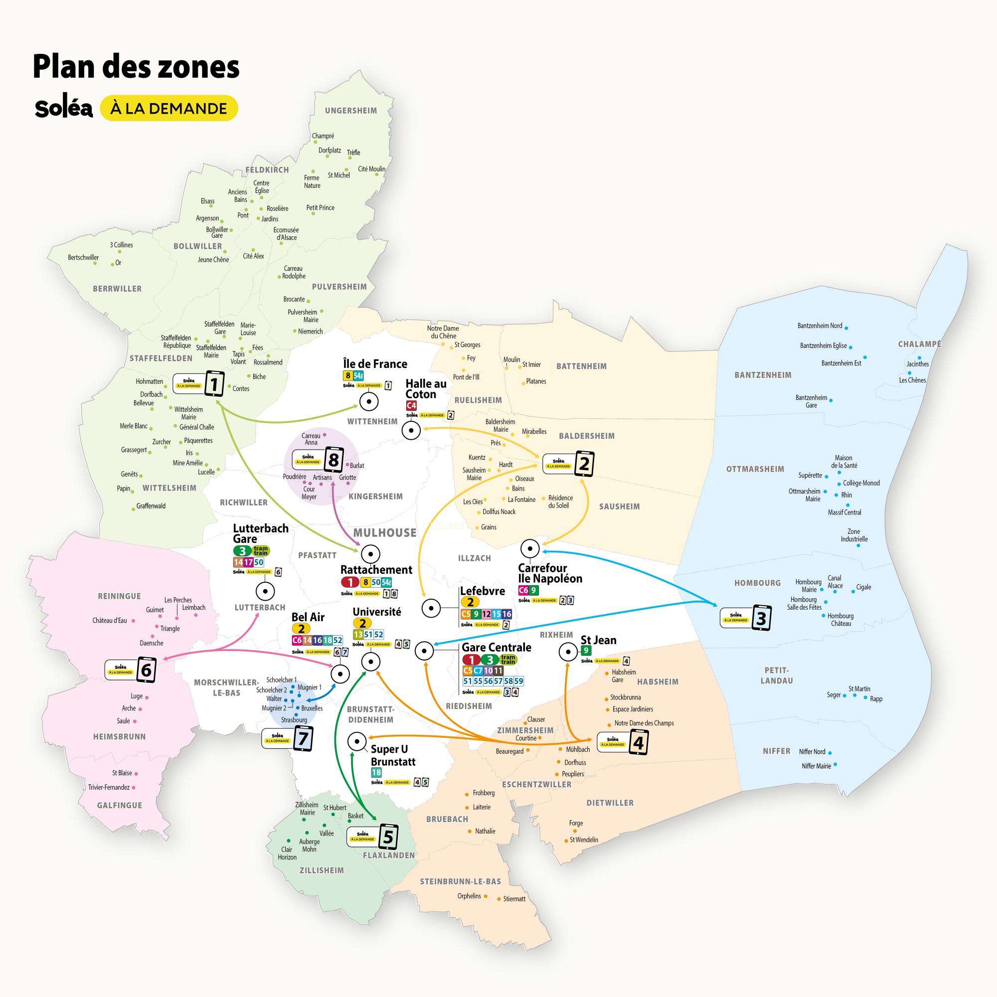 Plan du transport à la Demande Soléa 2025