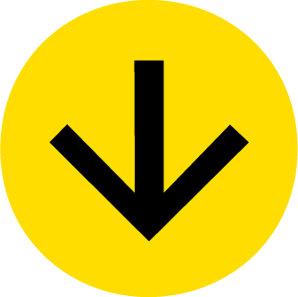 Flèche jaune et noire vers bas