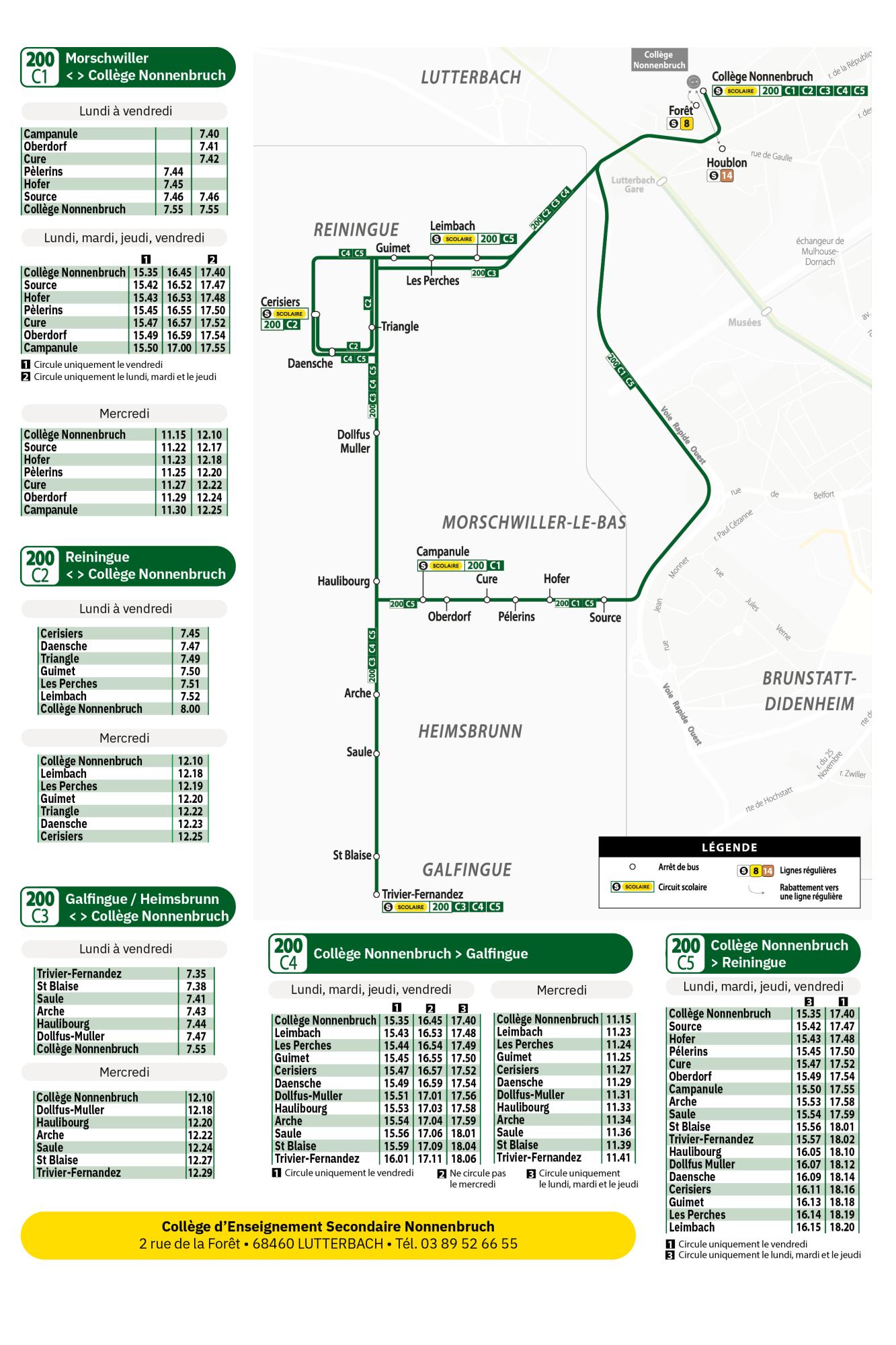 Horaires ligne scolaire 200 Soléa 