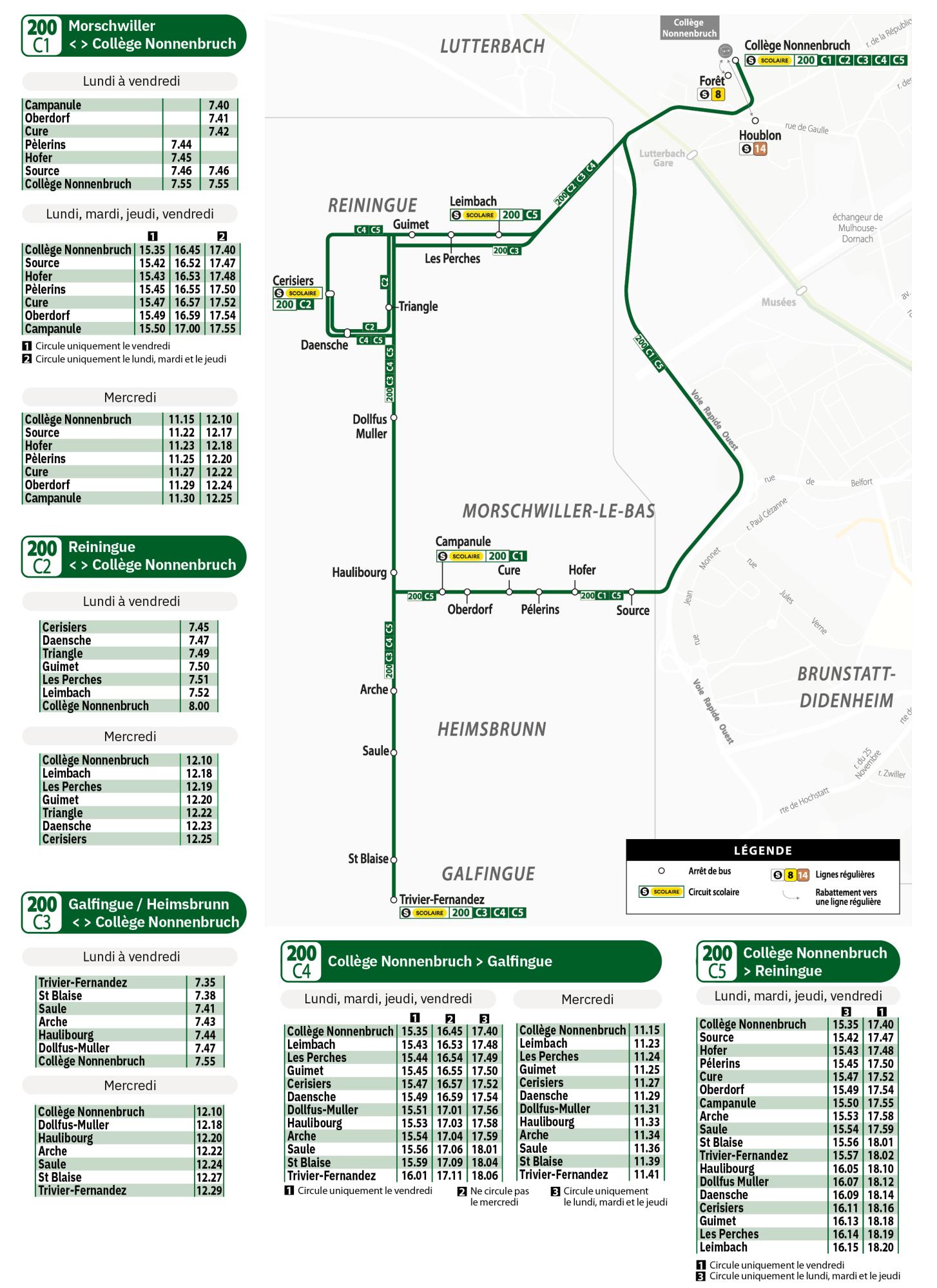 Horaires ligne scolaire 200 Soléa