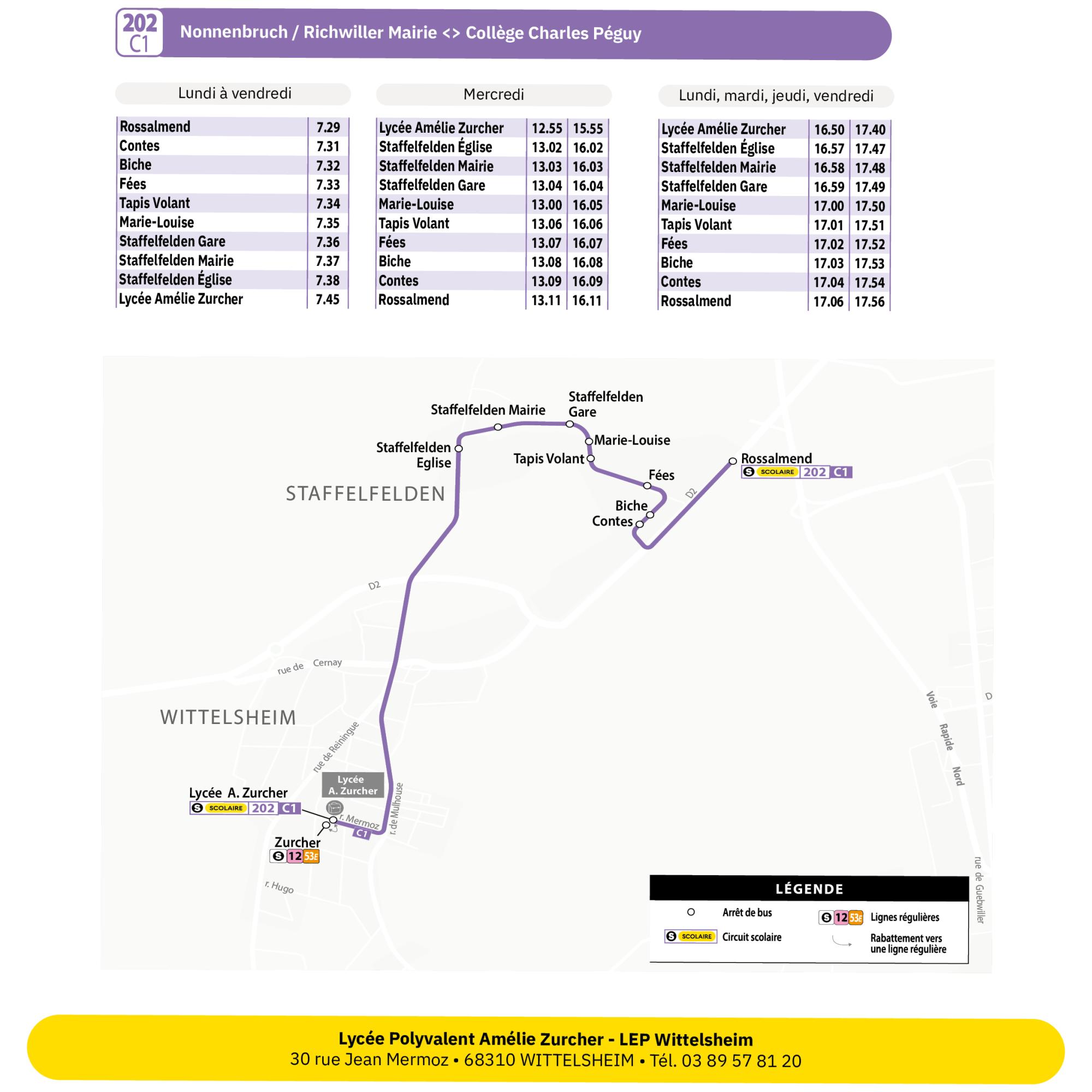 Horaires ligne scolaire 202 Soléa 