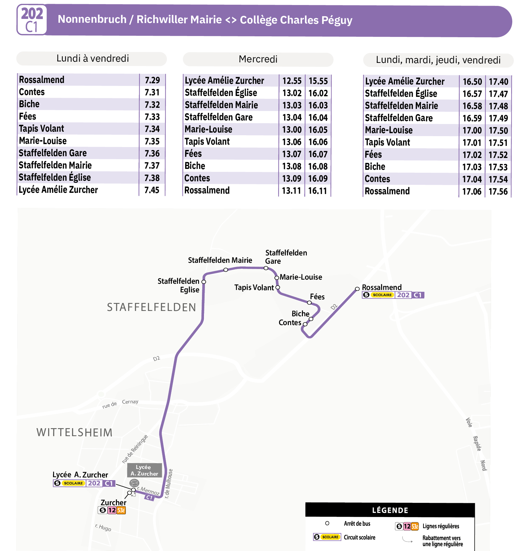 Horaires ligne scolaire 202 Soléa