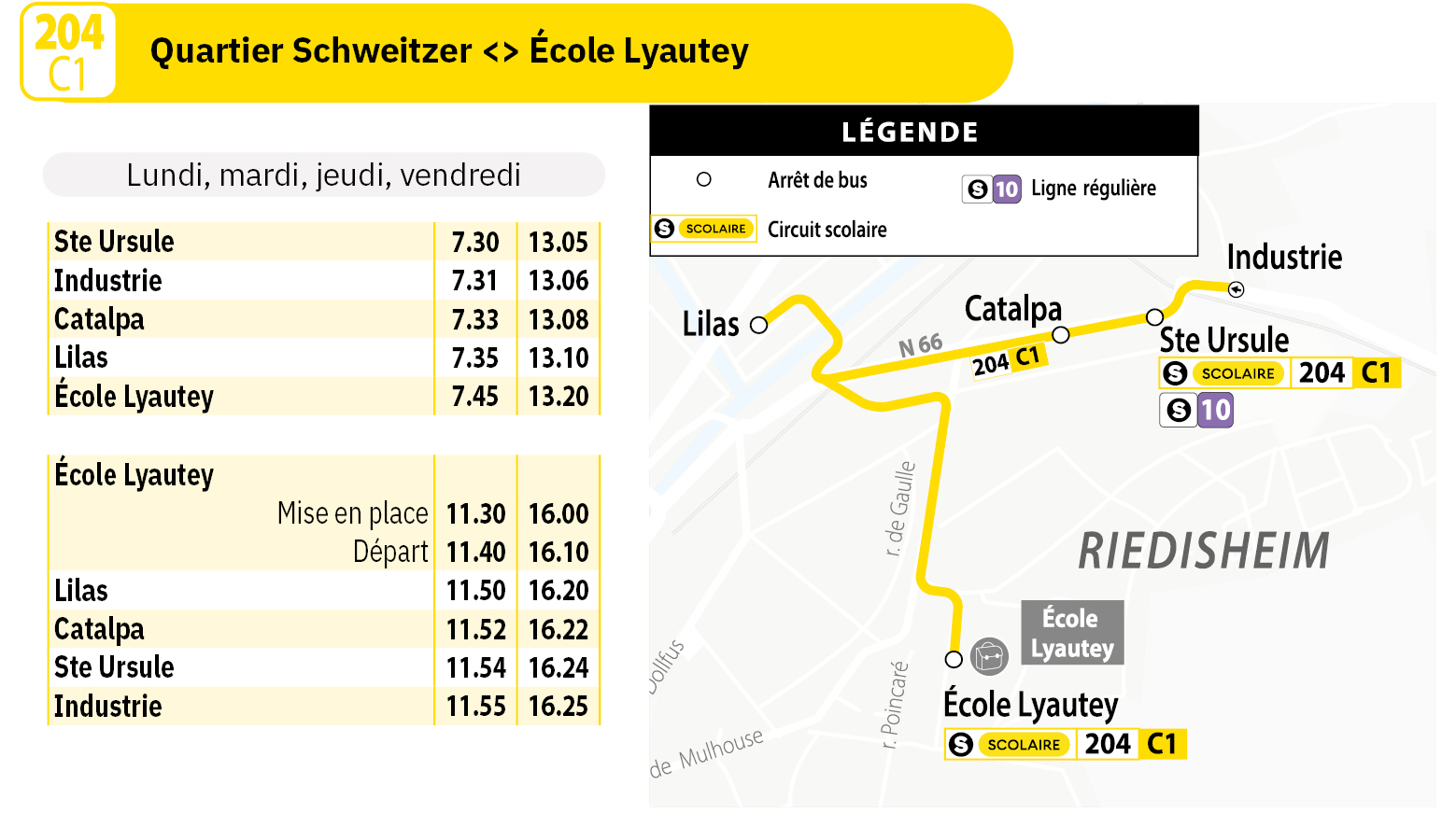 Horaires ligne scolaire 204 Soléa 