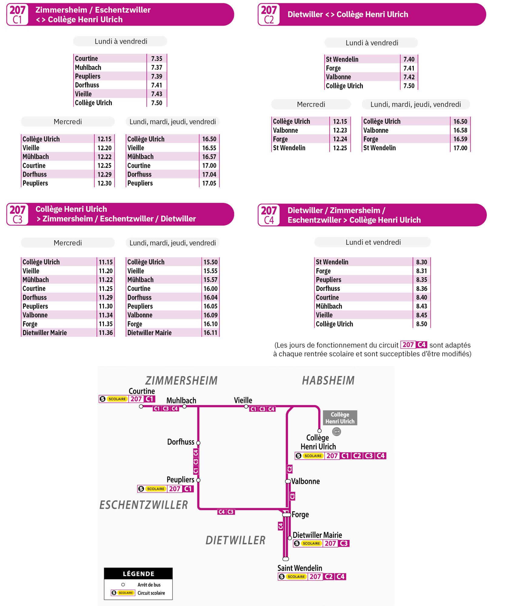 Horaires ligne scolaire 207 Soléa 
