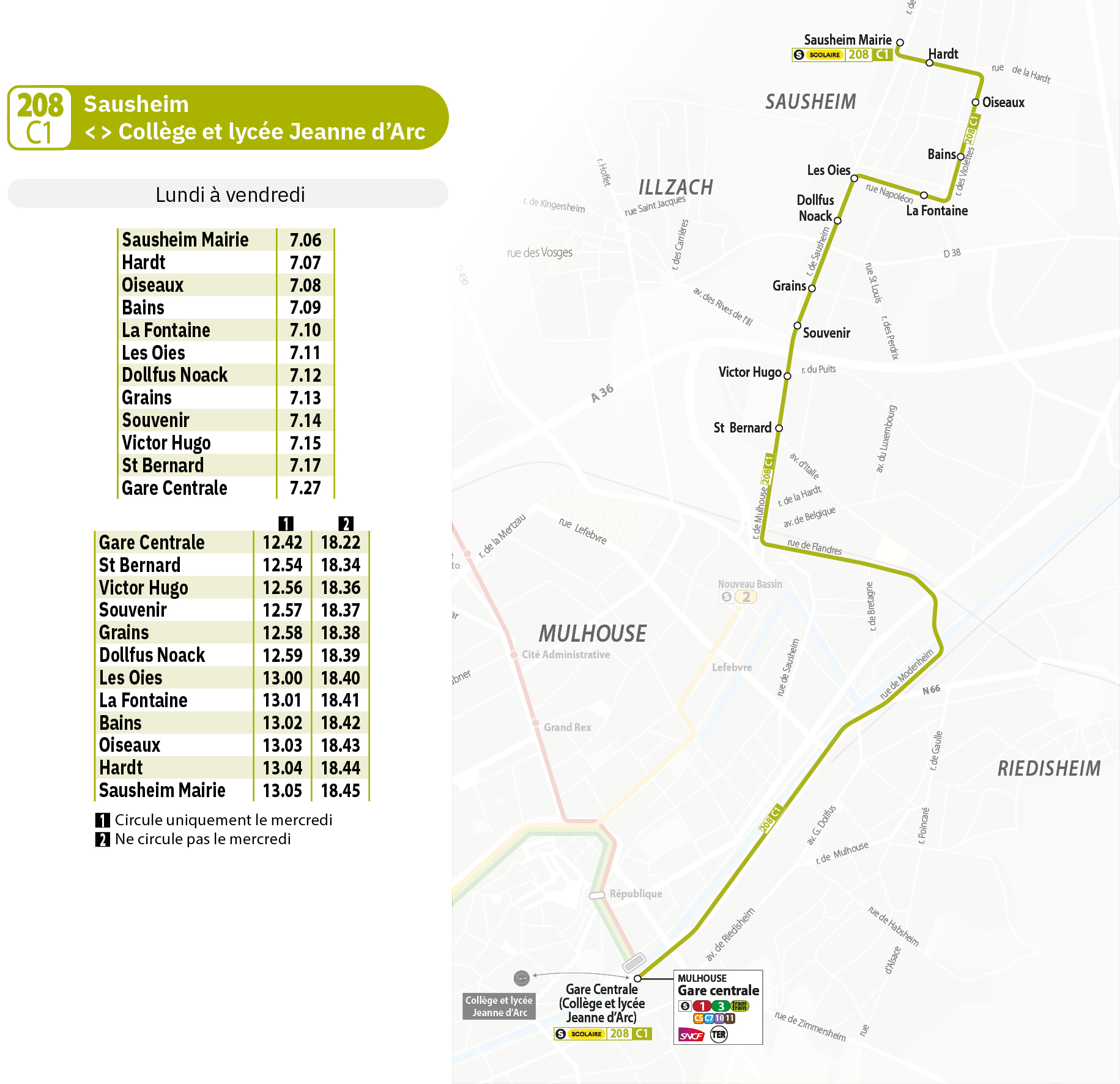 Horaires ligne scolaire 208 Soléa 