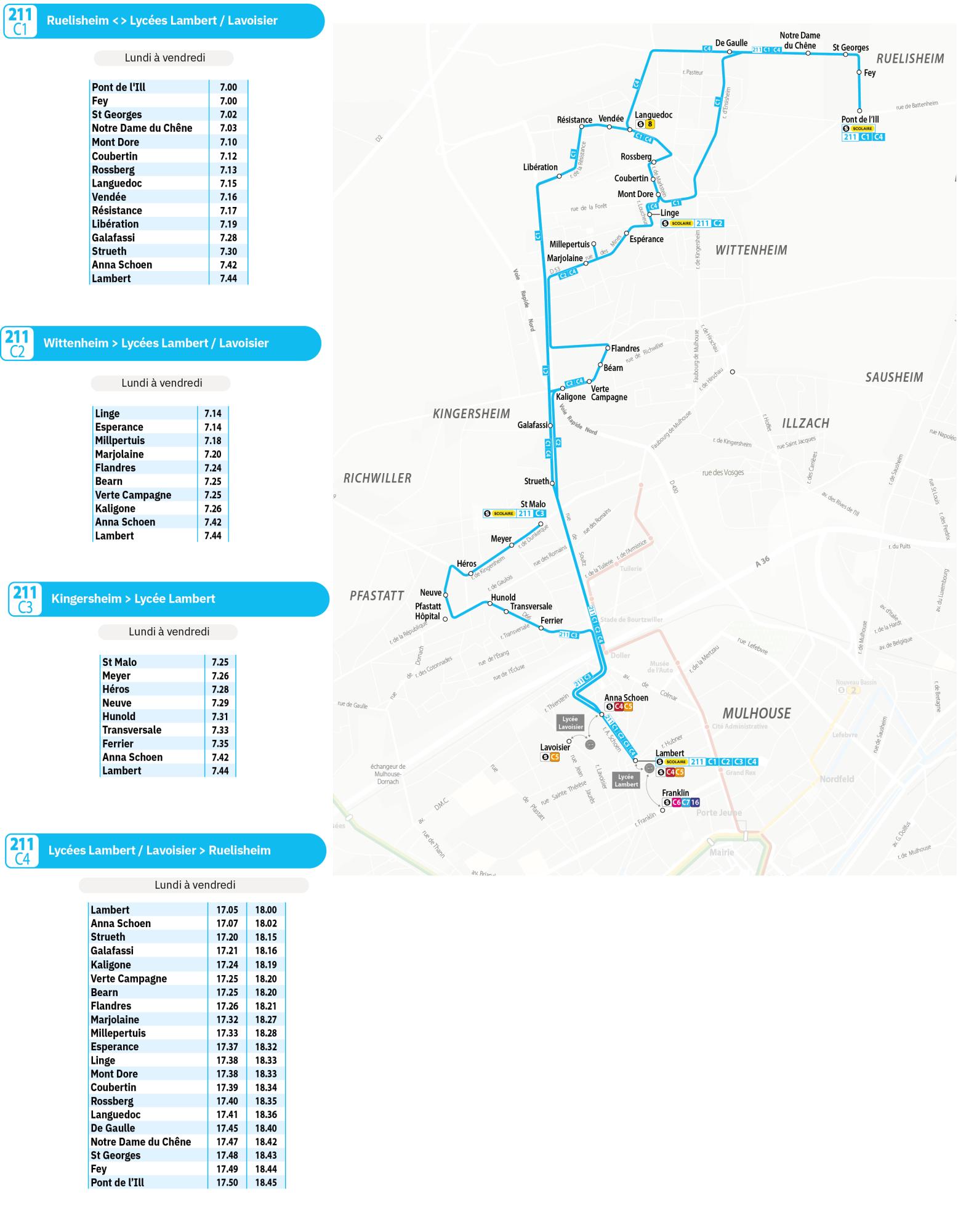 Horaires ligne scolaire 211 Soléa