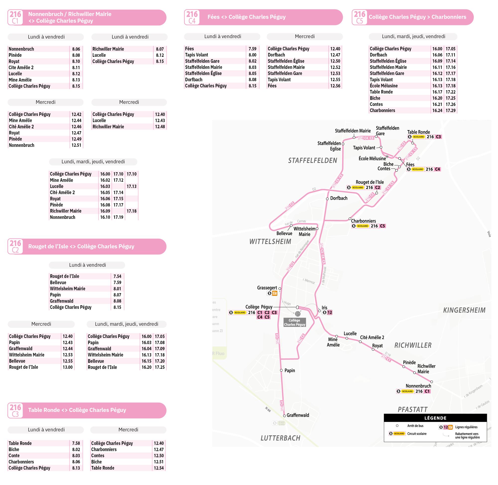 Horaires ligne 216 Soléa scolaire