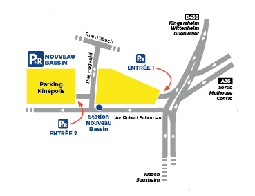 Plan schématique accès Parking Relais Nouveau Bassin 