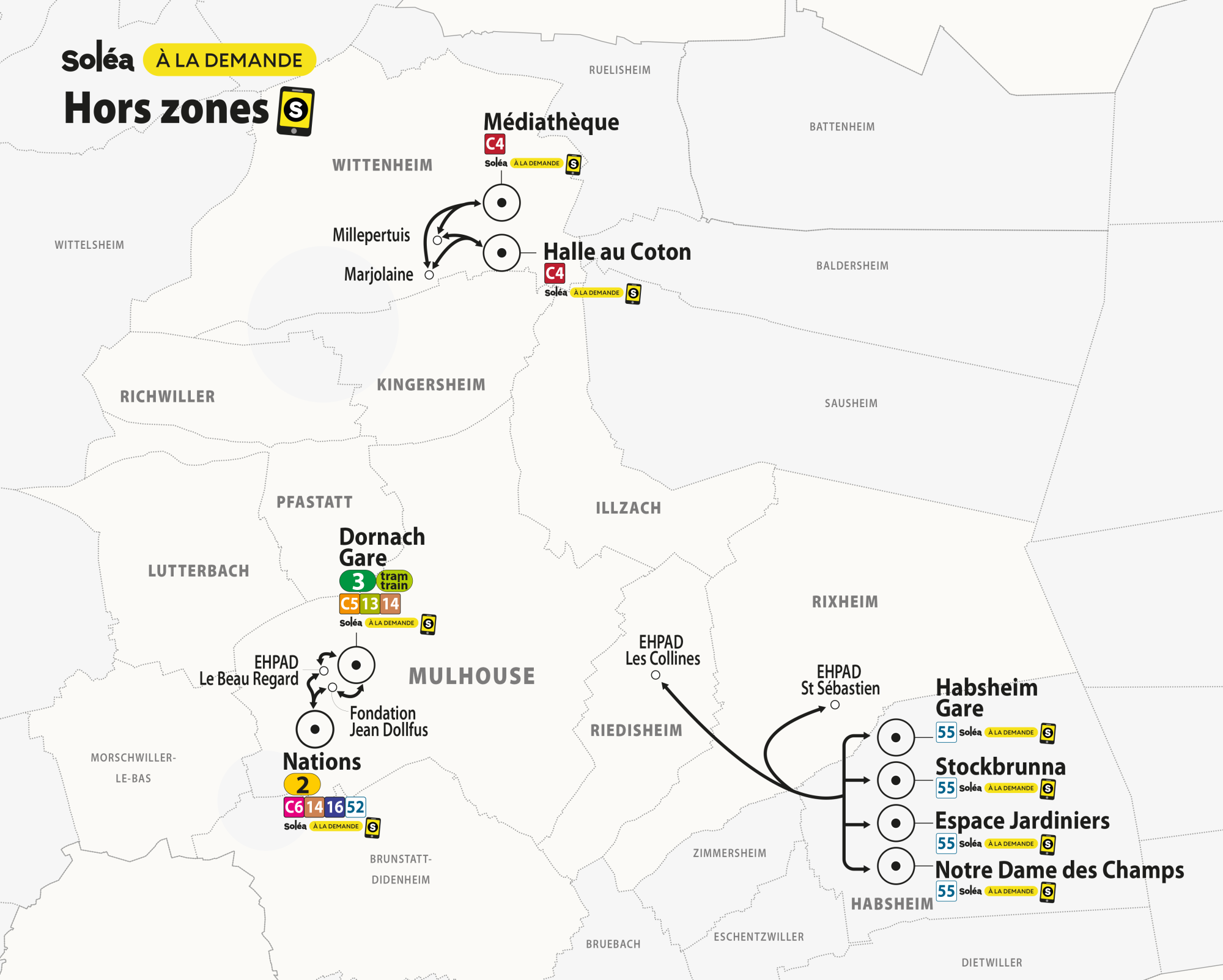 Plan général Soléa à la demande hors zone