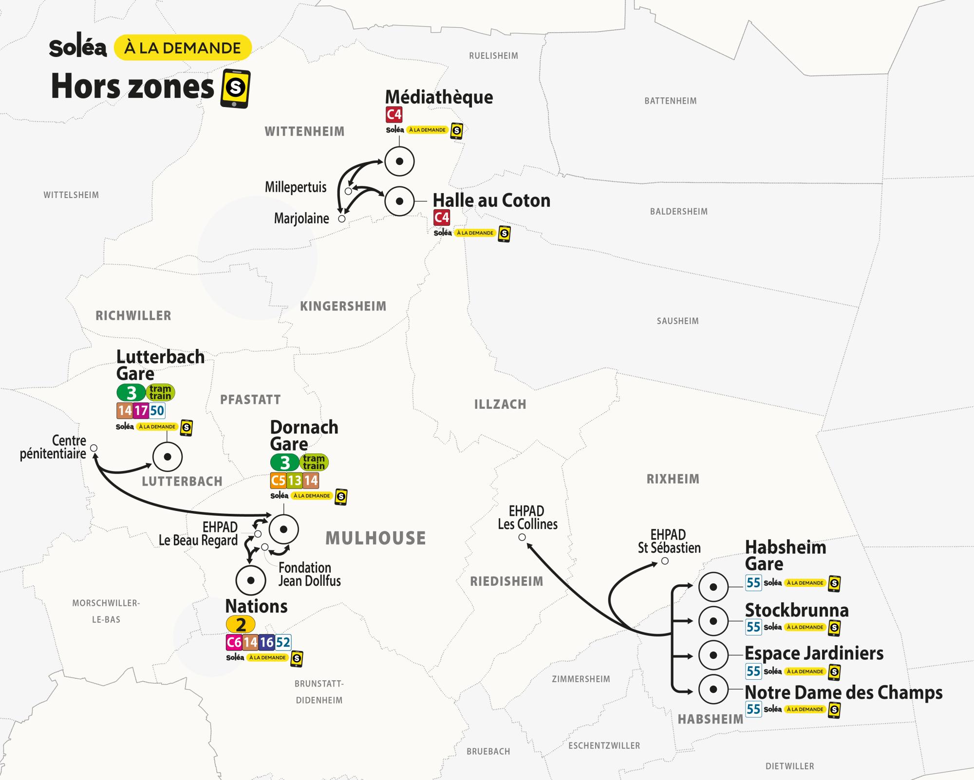 Plan transport à la Demande Soléa hors zone