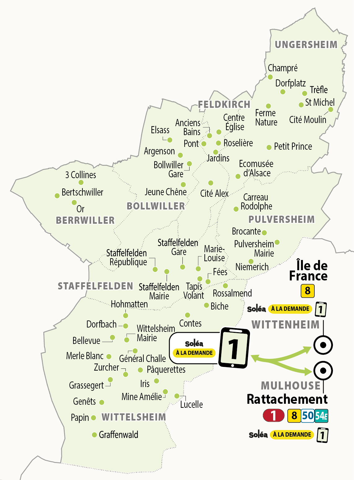Plan transport à la Demande Soléa zone 1