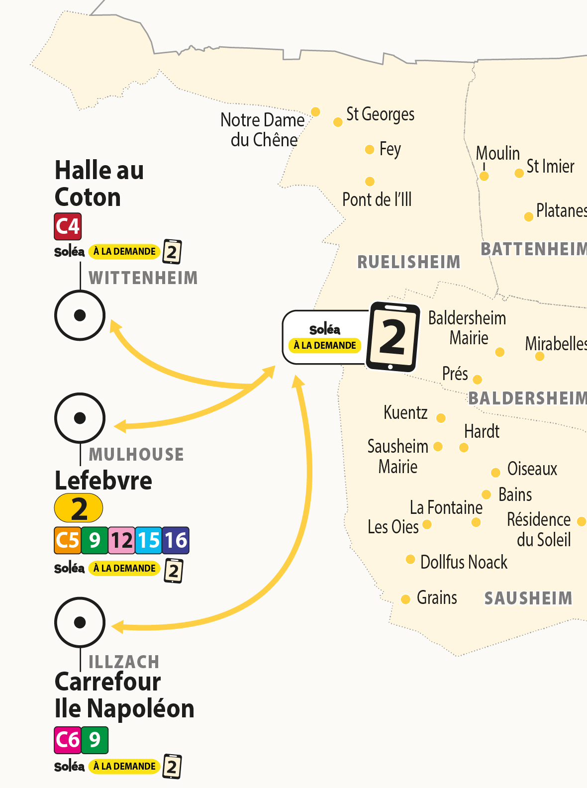 Plan transport à la Demande Soléa zone 2