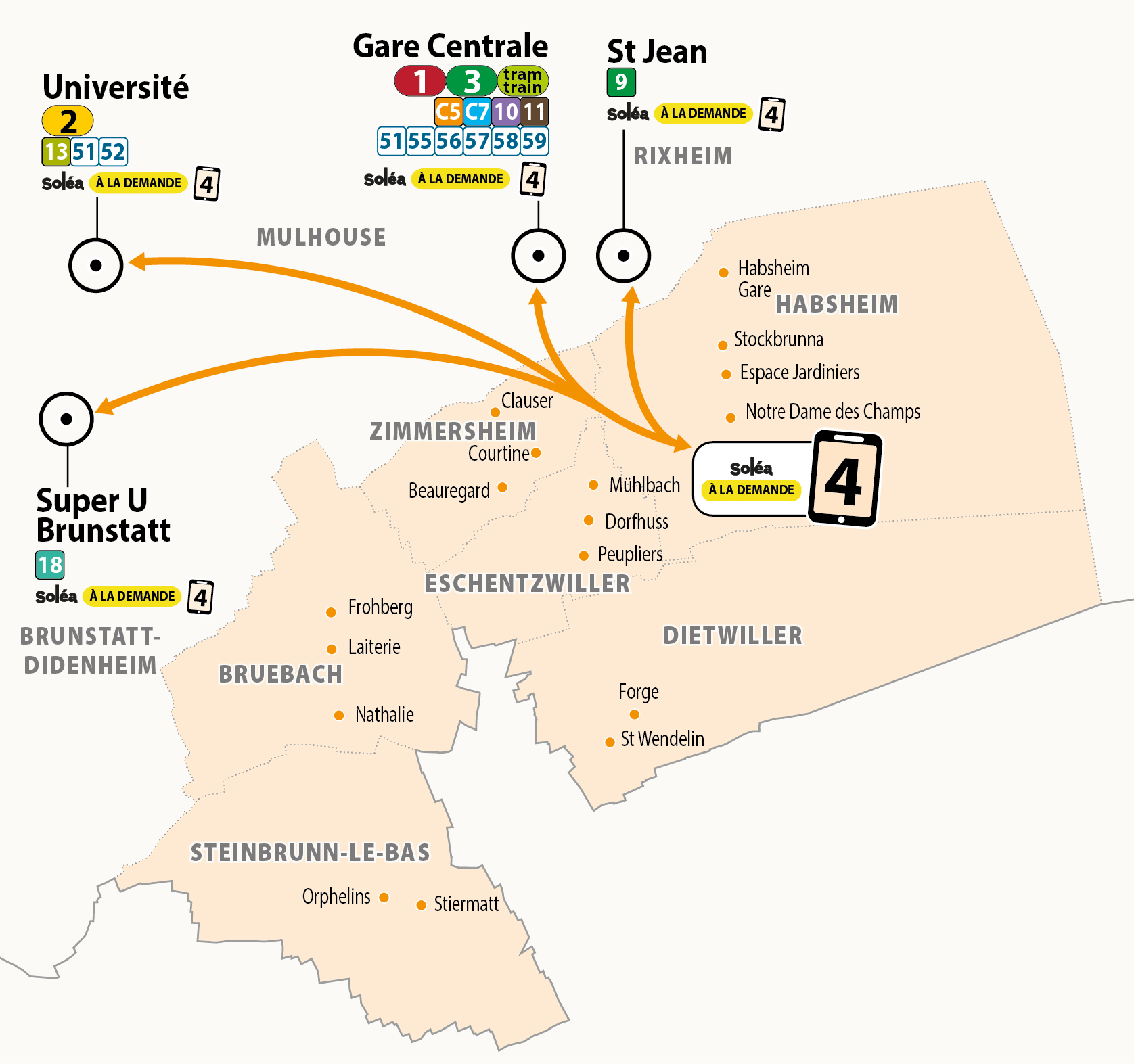 Plan transport à la Demande Soléa zone 4