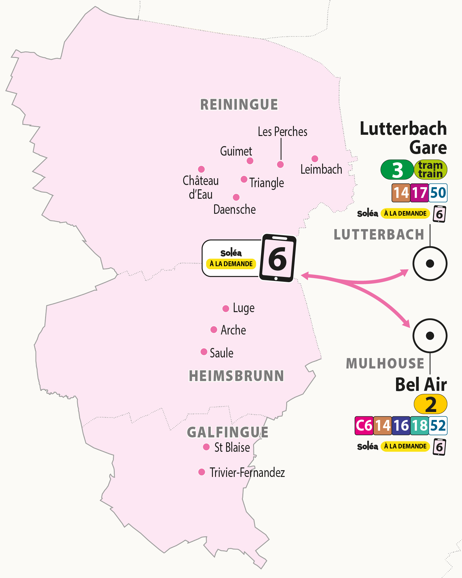 Plan transport à la Demande Soléa zone 6
