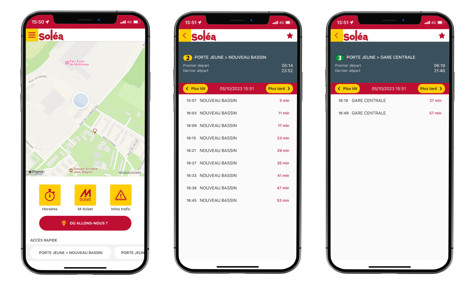 Définition des arrêts favoris dans l'application Soléa
