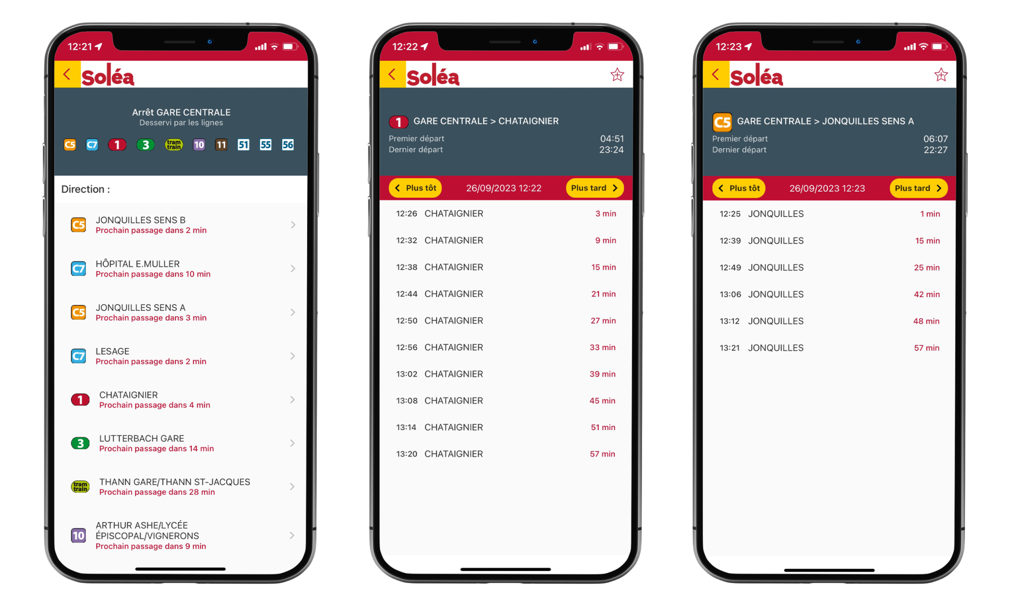 Recherche d'horaires en temps réel avec l'application Soléa
