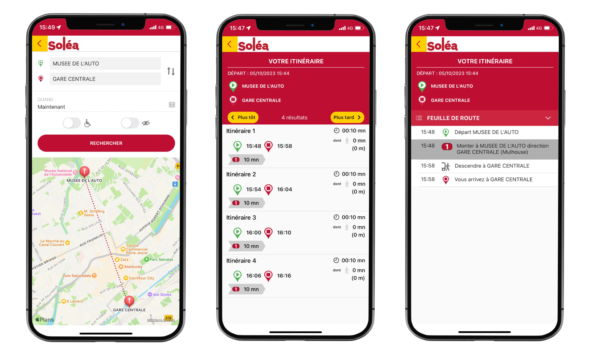 Effectuez votre recherche d’itinéraires avec l'application Soléa