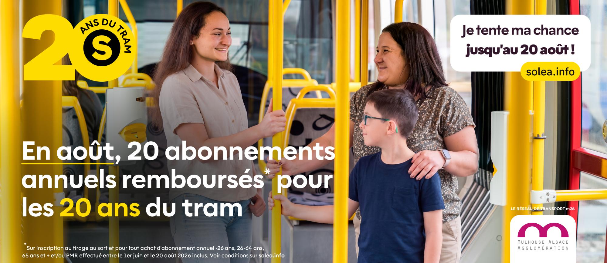 20 abonnements annuels remboursés pour les 20 ans du tram