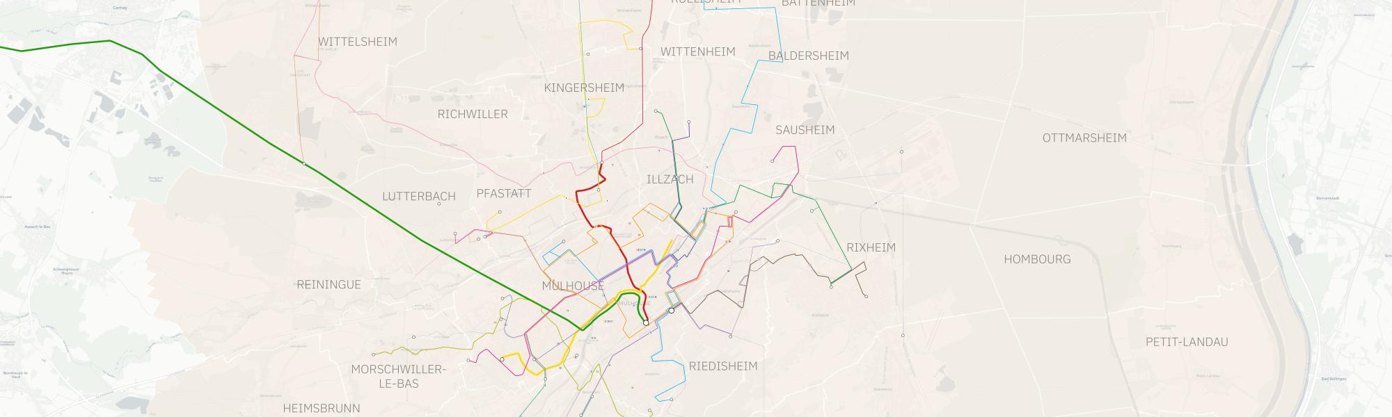 Plan du réseau Soléa simplifié sur toute l'agglomération