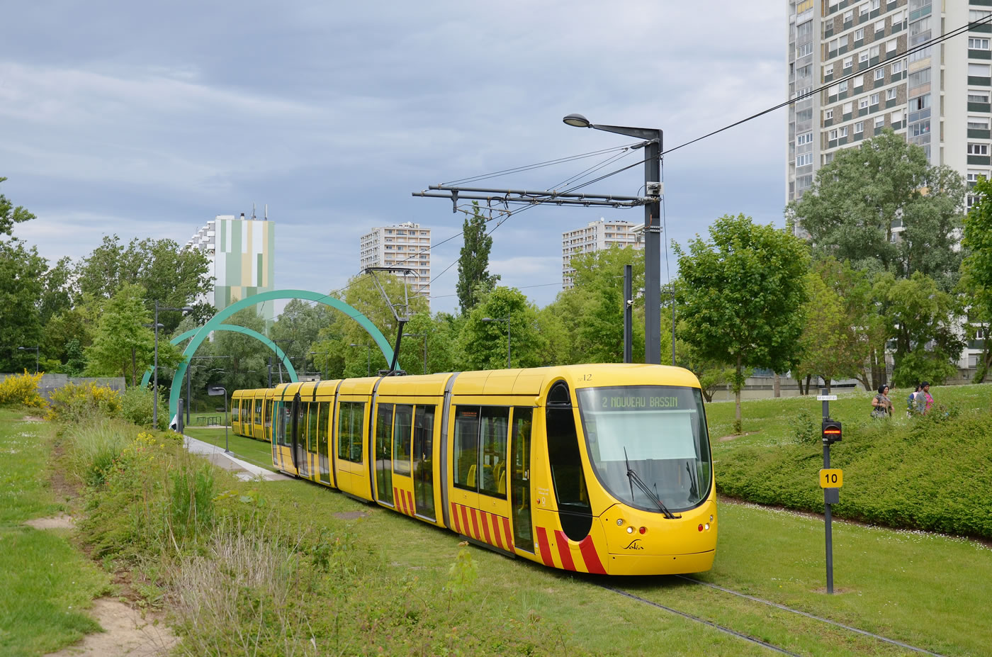 Un tram au terminus d'une ligne
